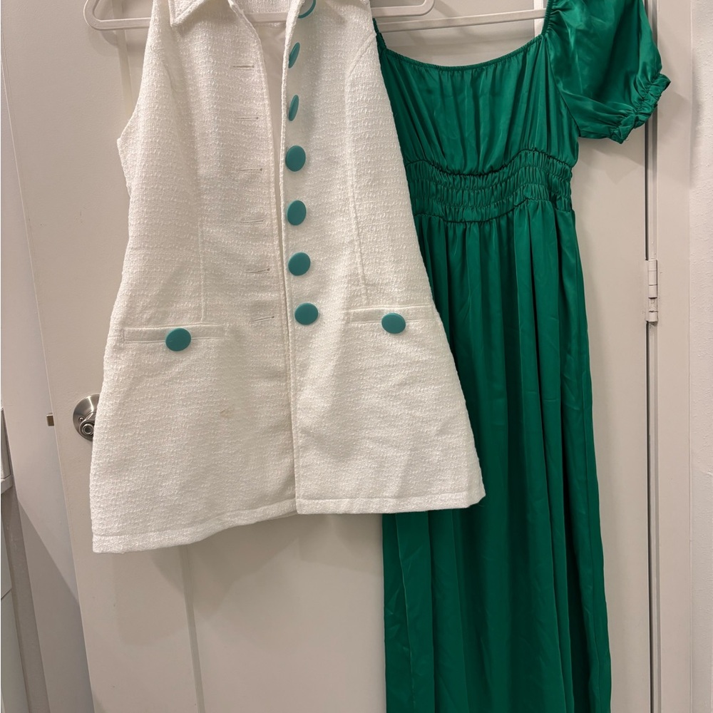 SHEIN White Buttoned Tunic with Notched Collar